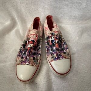 Ed Hardy Women's Colorful Graphic Slip-On Sneakers